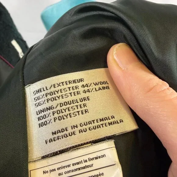 Streetwear DKNY Forest Green Wool Blend Pea Coat‎ Women's - Picture 7 of 7